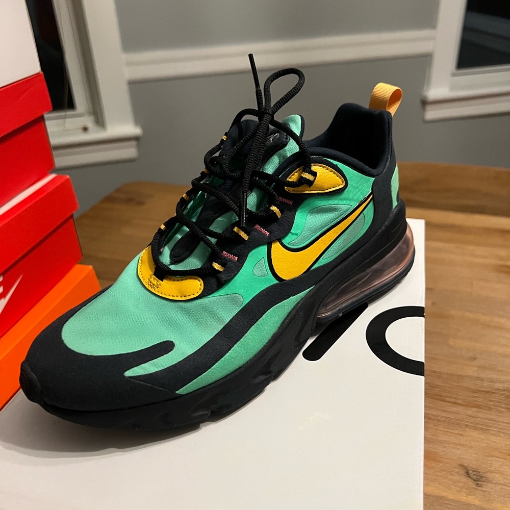 Nike Air Max 270 React Green and Yellow Sneakers